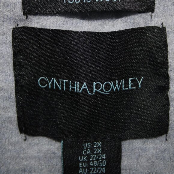 Cynthia Rowley Sz 2X Light Blue Collared Pockets Unlined 100% Wool Coat - Picture 13 of 16